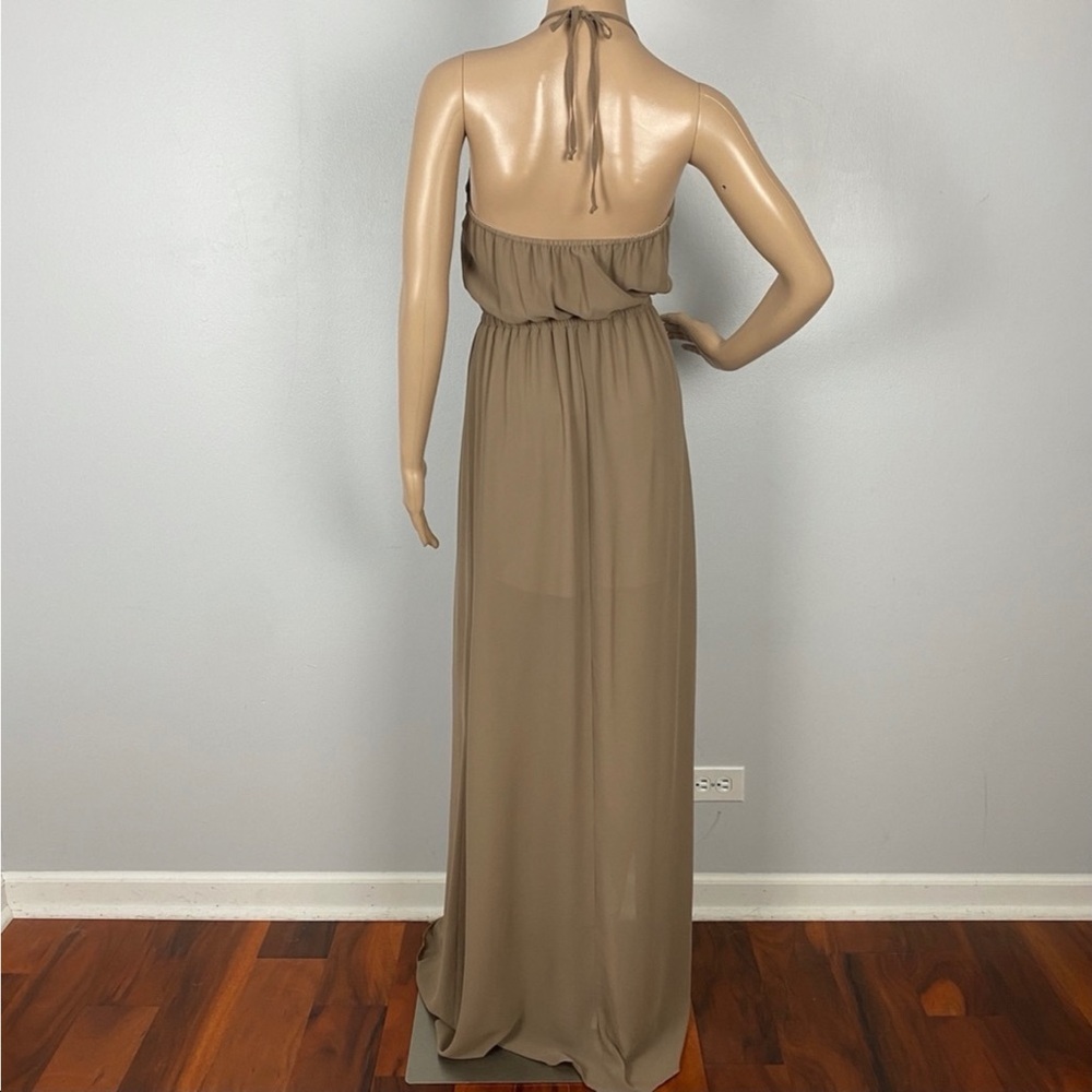 SHOW ME YOUR MUMU BROWN CHIFFON HALTER MAXI DRESS - Picture 6 of 6